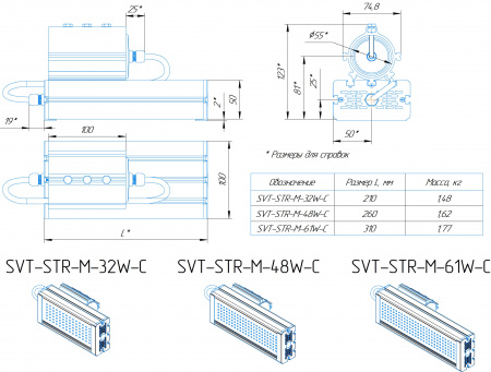 Уличный светодиодный светильник SVT-STR-M-32W-C (с защитой от 380)