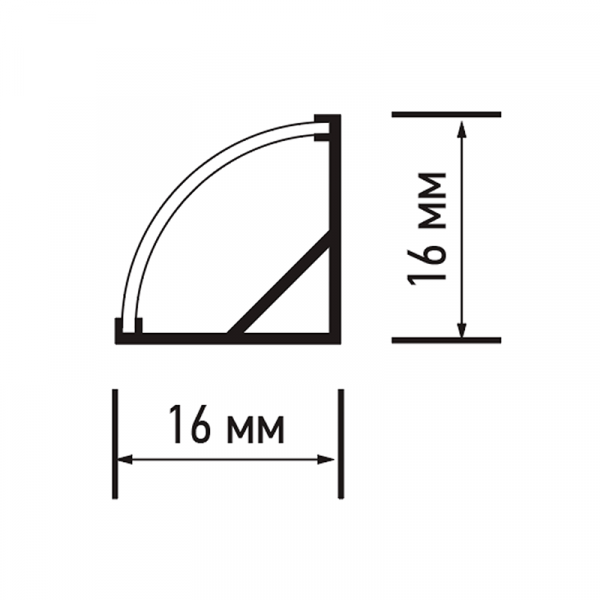 Профиль PAL 1616 (комплект)  угловой 2м анод.